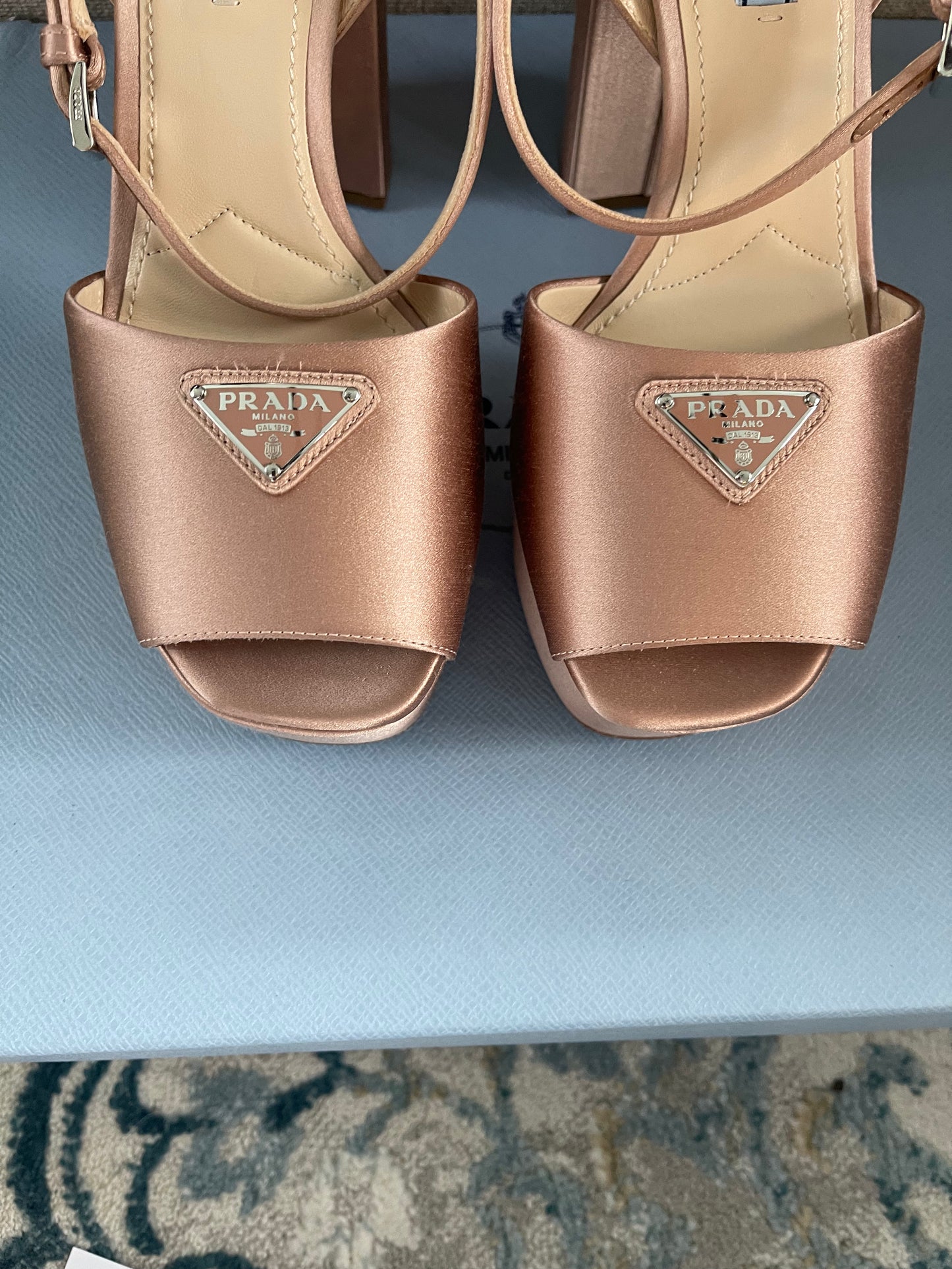 Prada Logo Platform Heels