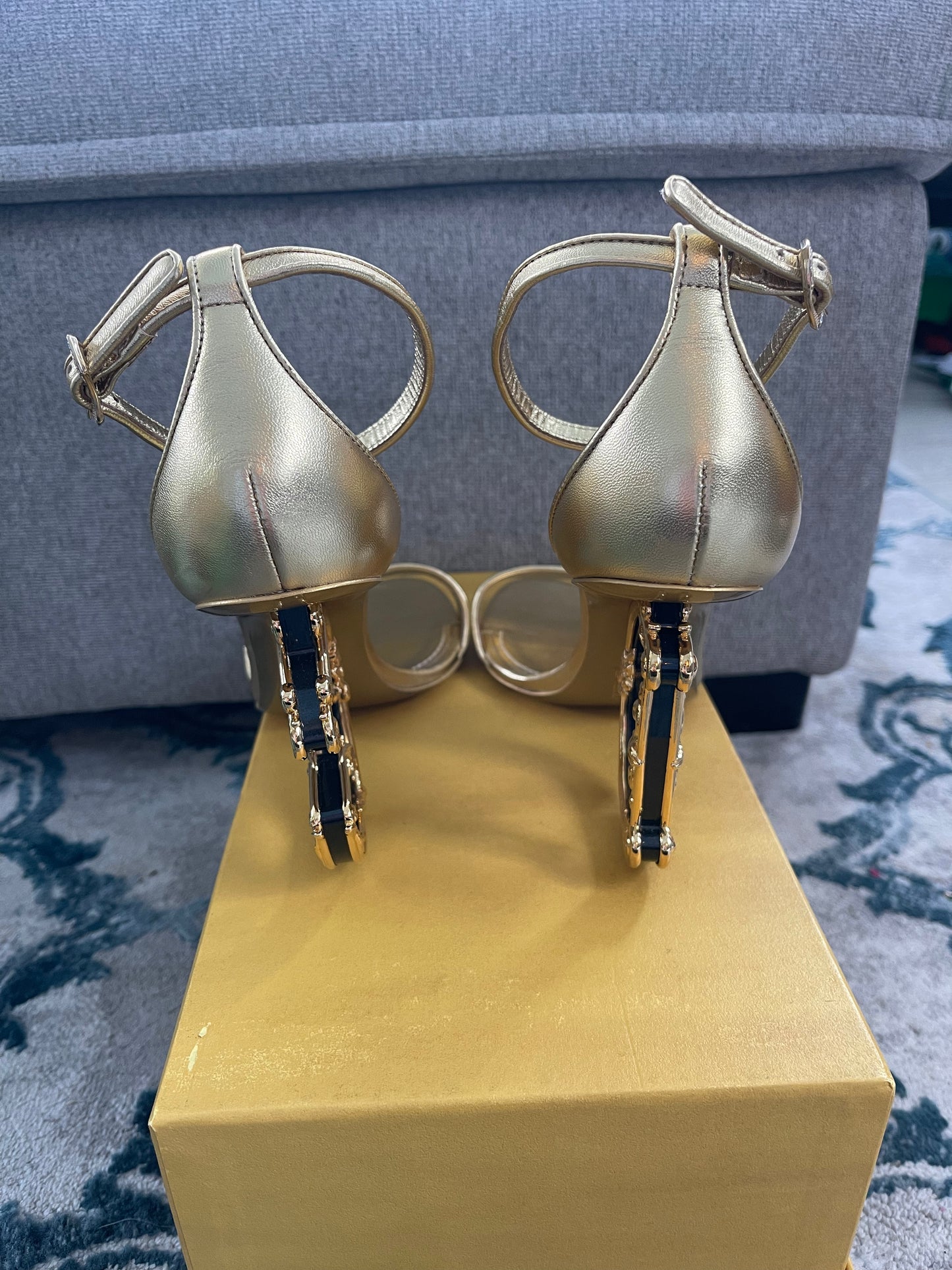 Dolce&Gabbana 105mm Leather Barocco-Heel Sandals