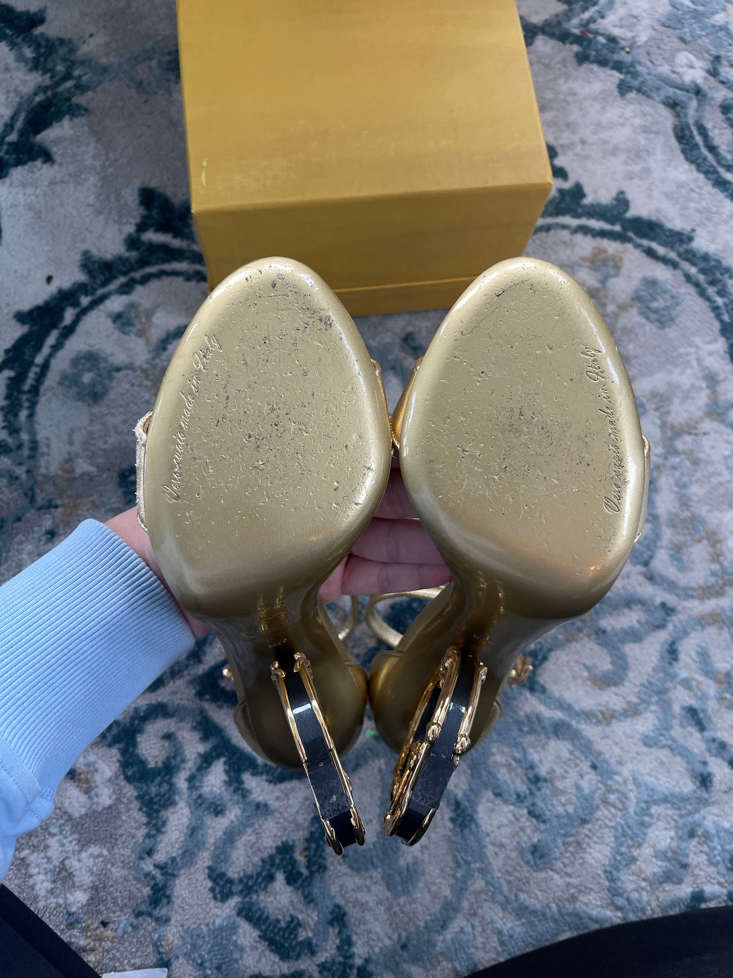 Dolce&Gabbana 105mm Leather Barocco-Heel Sandals