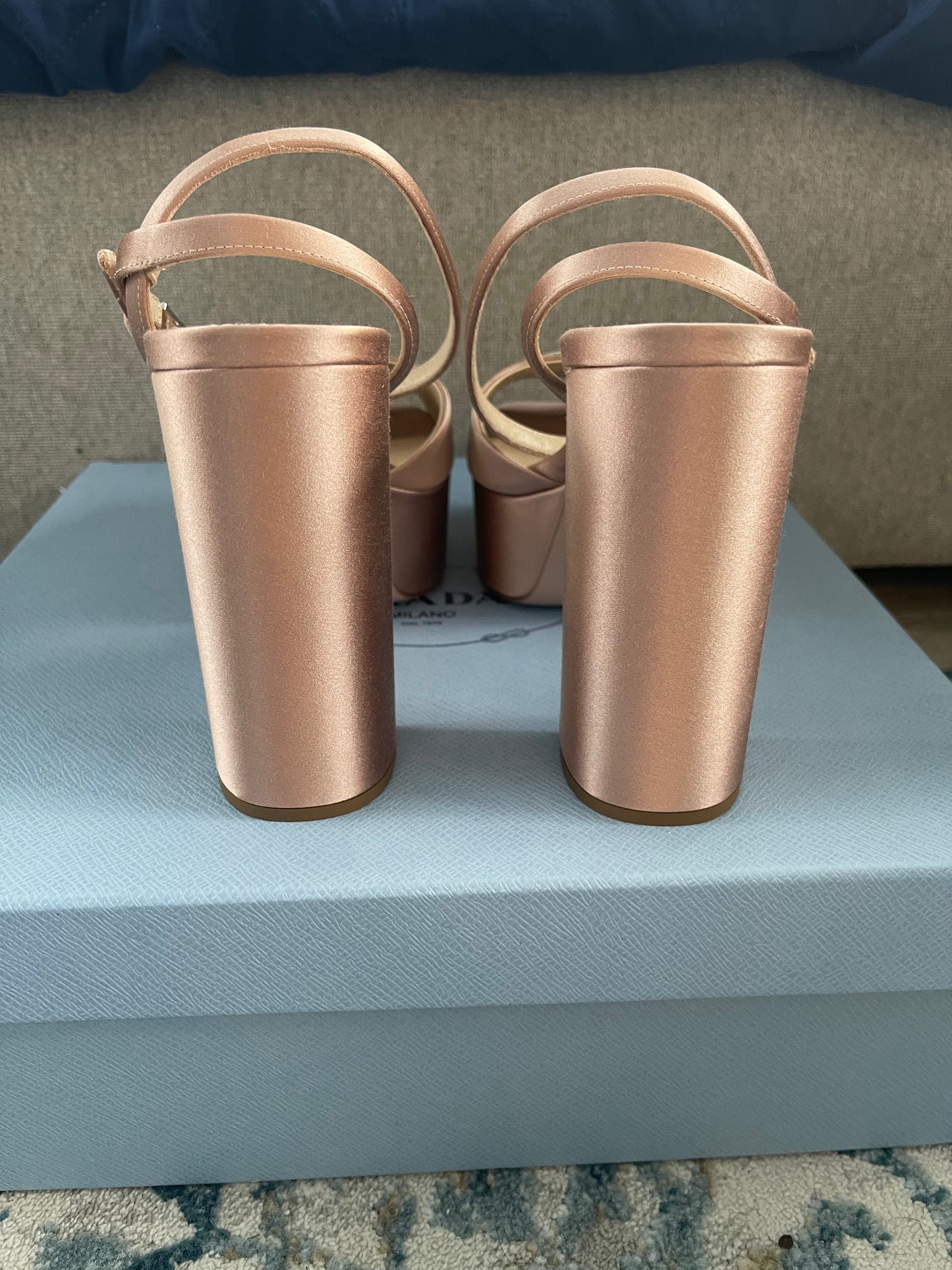 Prada Logo Platform Heels