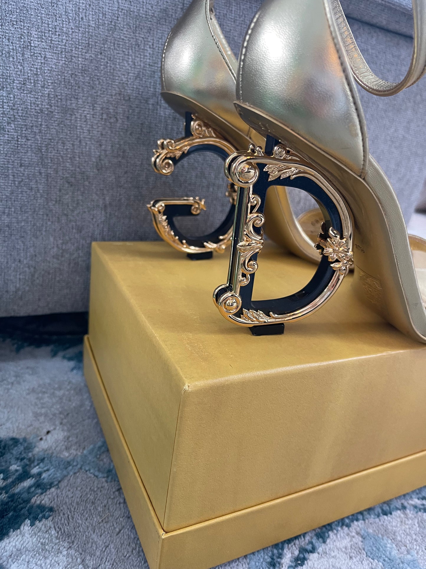 Dolce&Gabbana 105mm Leather Barocco-Heel Sandals