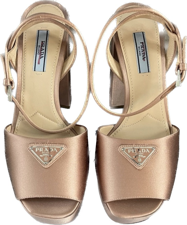Prada Logo Platform Heels
