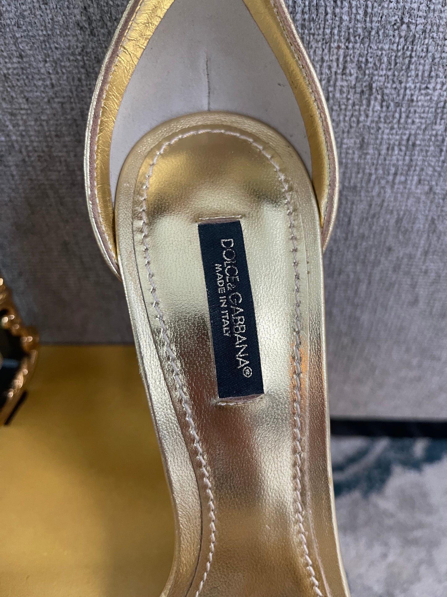 Dolce&Gabbana 105mm Leather Barocco-Heel Sandals