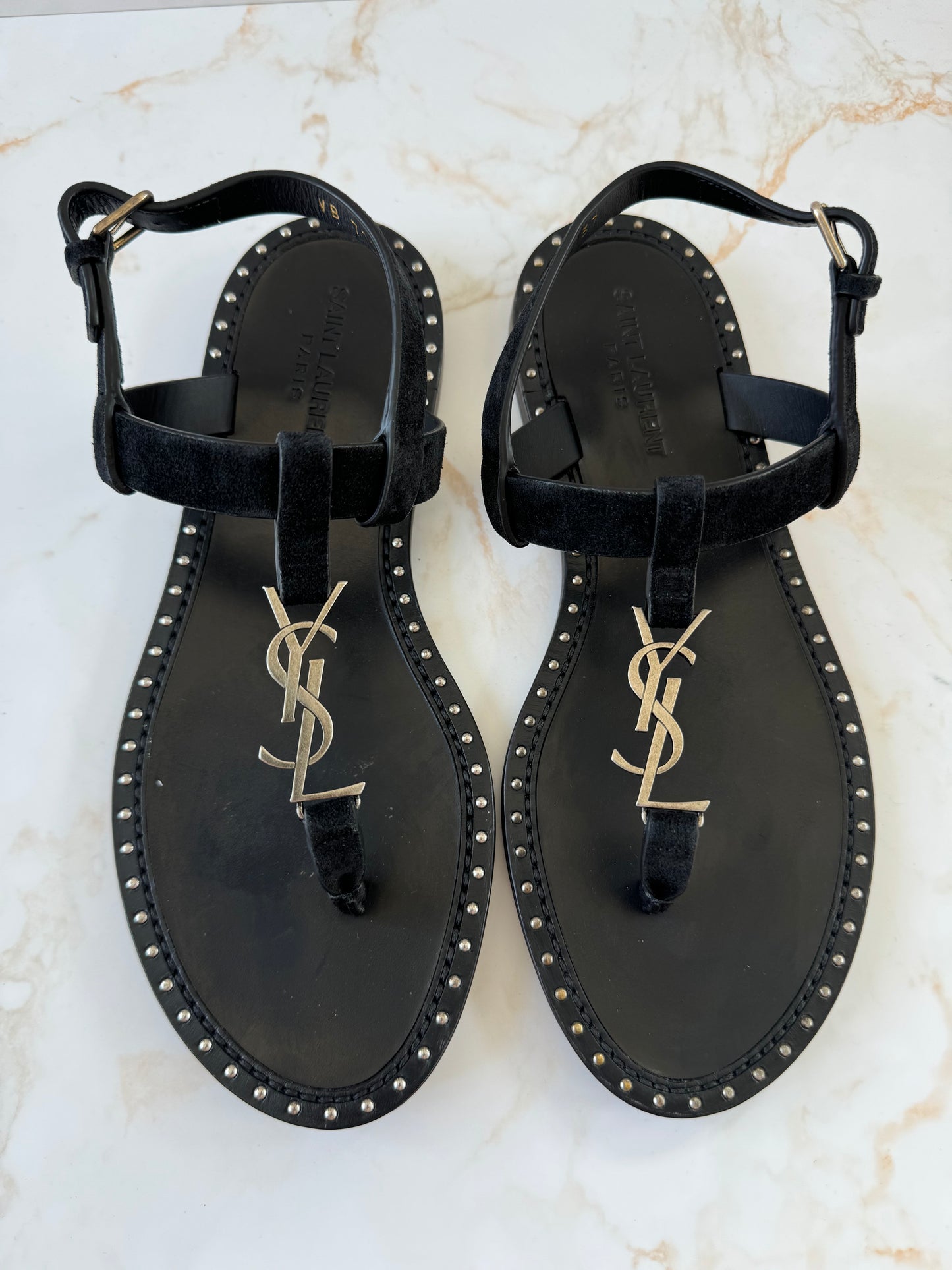 YSL logo sandals