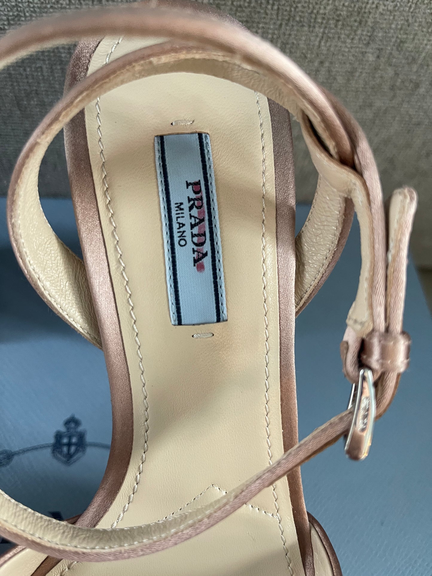 Prada Logo Platform Heels