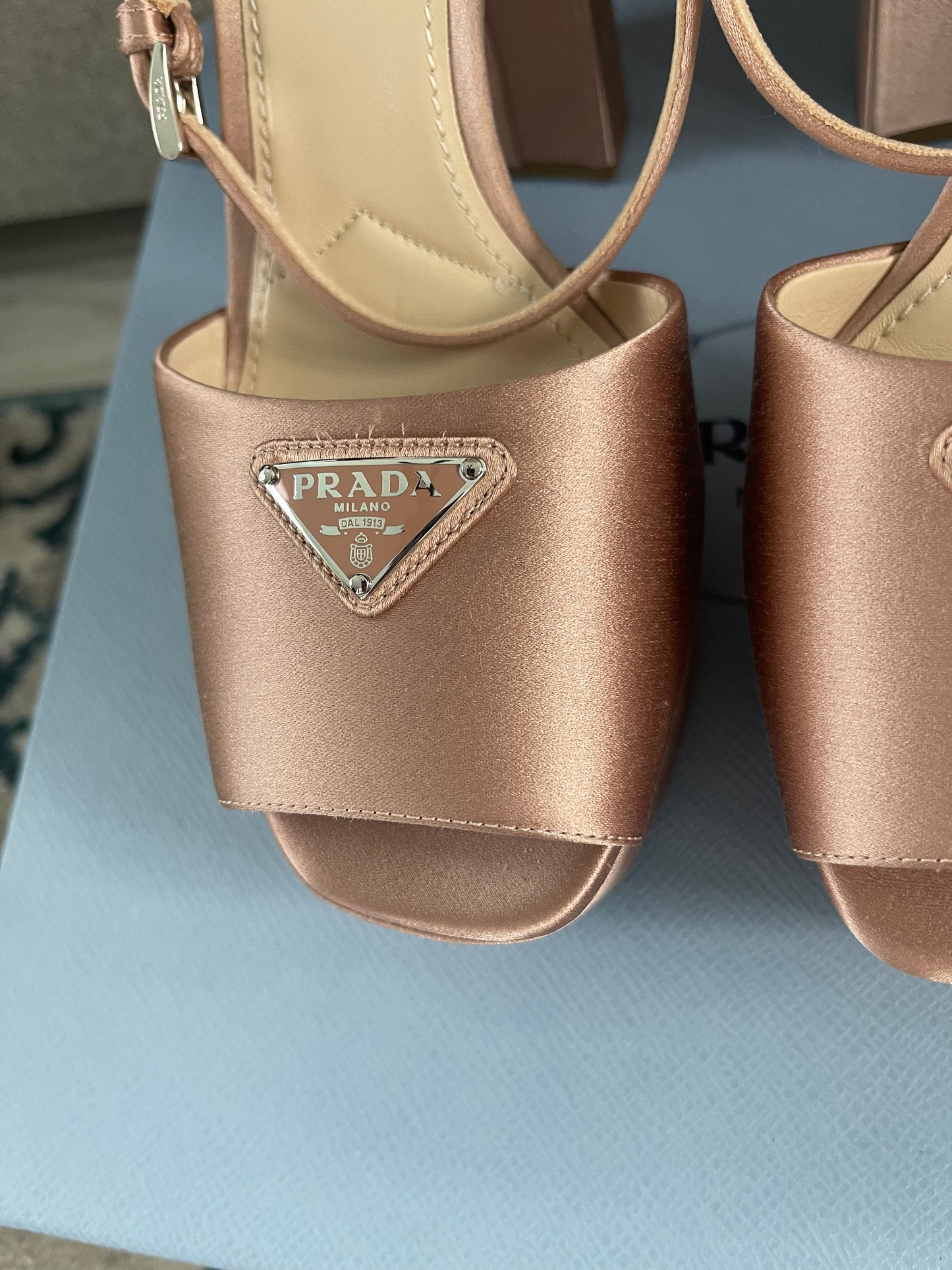 Prada Logo Platform Heels