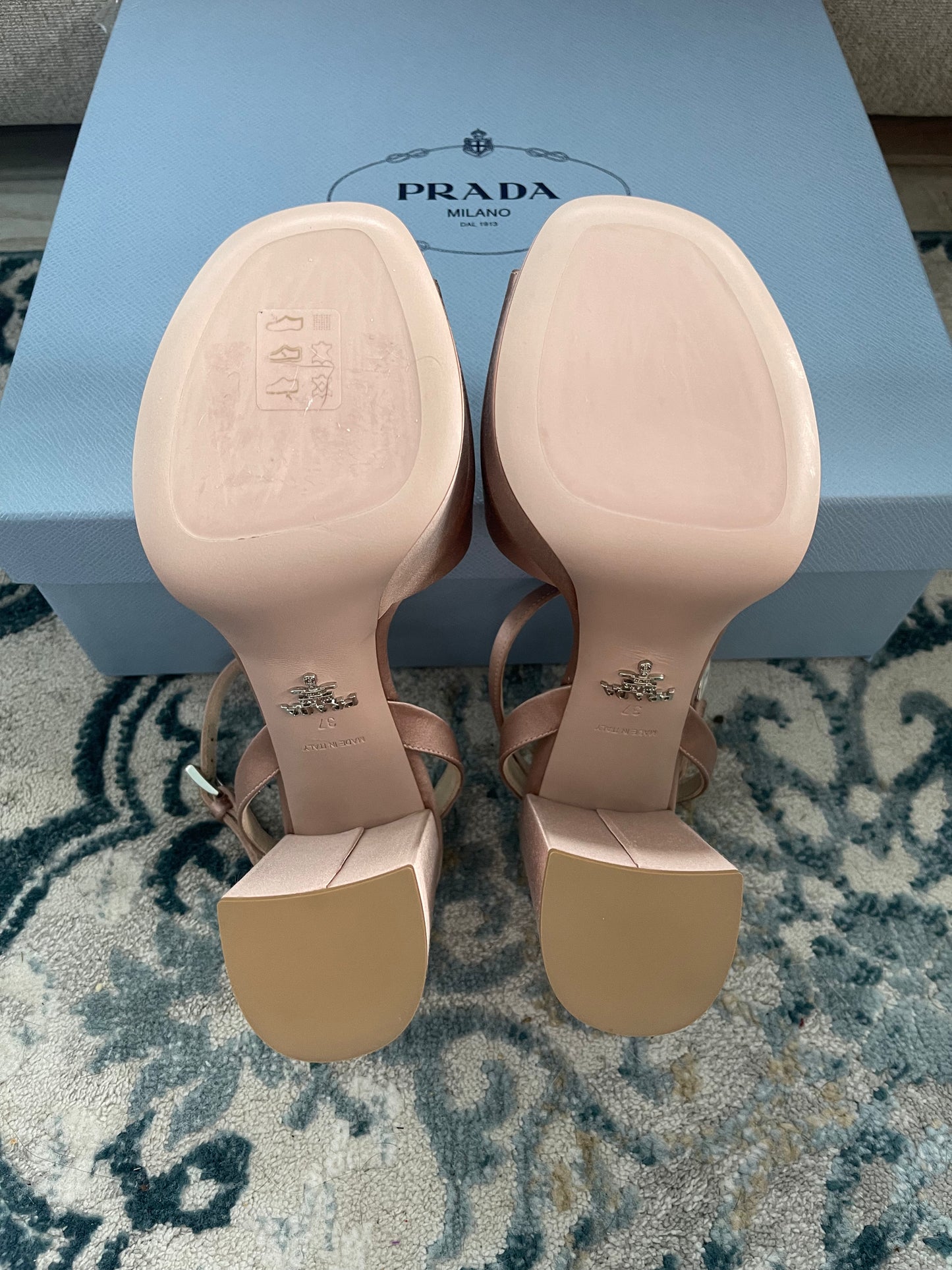 Prada Logo Platform Heels